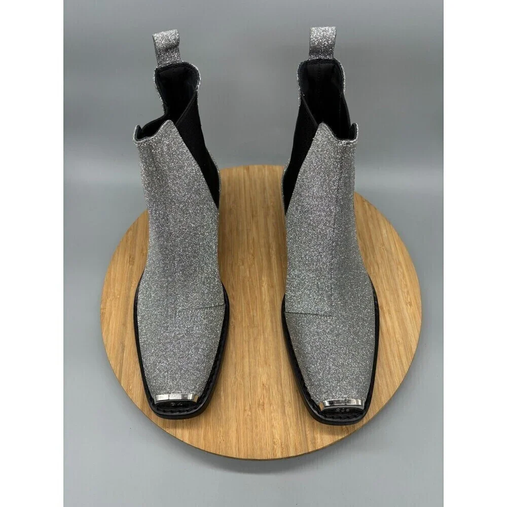 Calvin Klein X Raf Simons Silver Western Boots 205W39NYC Womens 7.5 / EU 37.5
